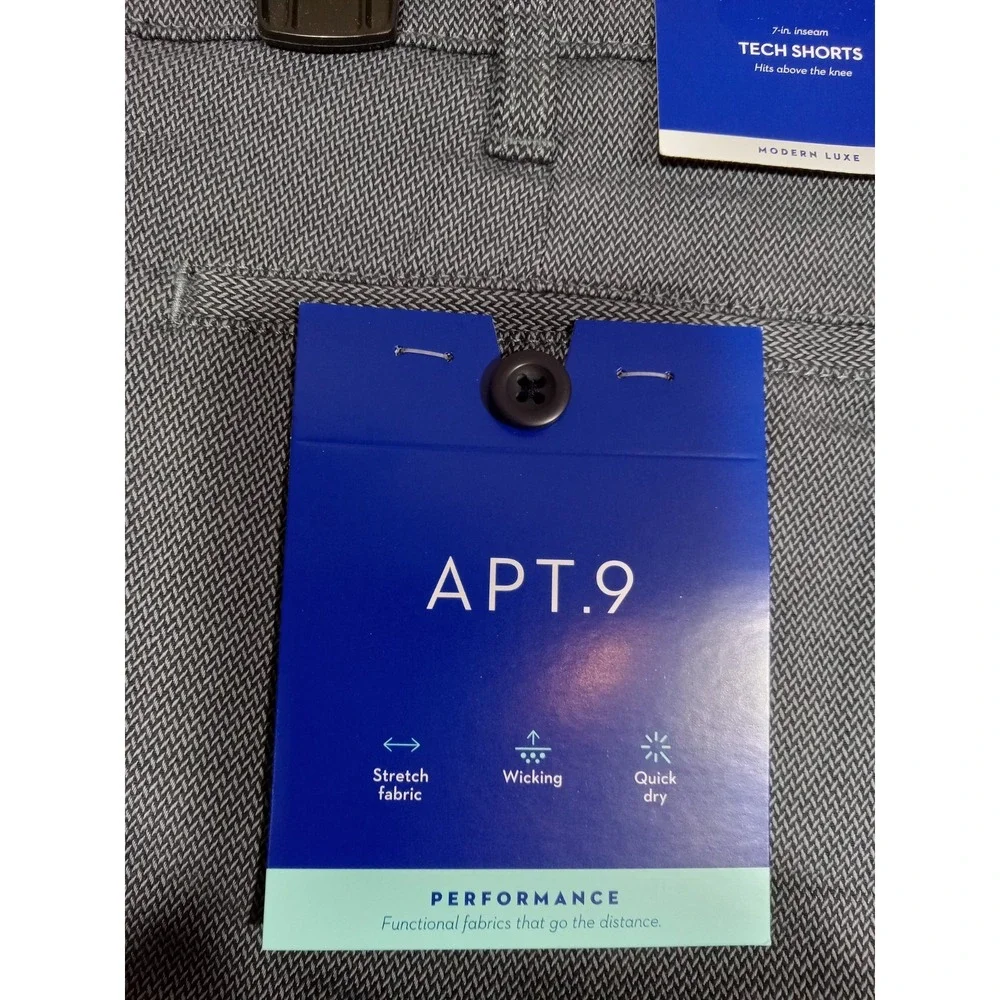 Apt.9 Performance Tech Shorts Men's‎ 38 Blue Slim Fit 7